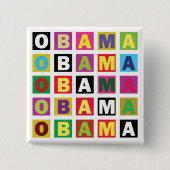 Obama Rainbow Vierkante Button 5,1 Cm (Voorkant)