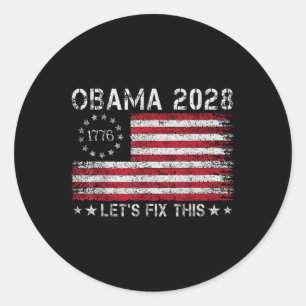 Obama Retro Amerikaanse vlag Patriottisch 2028 Po Ronde Sticker
