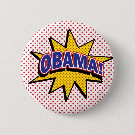 OBAMA! Retro Comic Halftone Print Ronde Button 5,7 Cm (Voorkant)