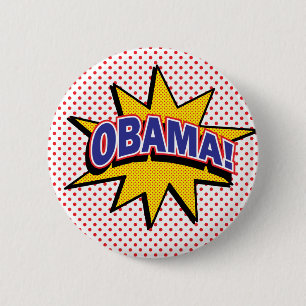 OBAMA! Retro Comic Halftone Print Ronde Button 5,7 Cm