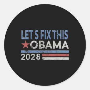 Obama Retro Patriotic 2028 laat dit oplossen Ronde Sticker