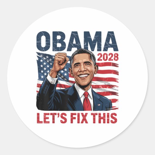 Obama Retro Patriottische 2028 Politieke Prote Ronde Sticker (Voorkant)