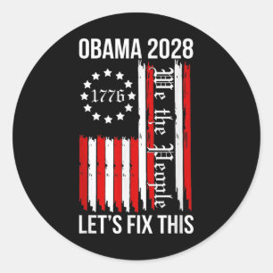 Obama Retro Patriottische 2028 Politieke Protestbi Ronde Sticker