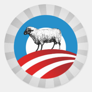 OBAMA-SCHAPEN RONDE STICKER