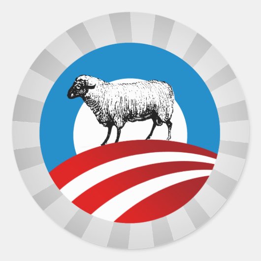 OBAMA-SCHAPEN RONDE STICKER (Voorkant)