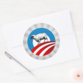 OBAMA-SCHAPEN RONDE STICKER (Envelop)