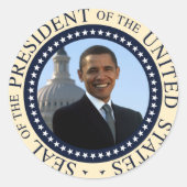 Obama Seal Blue Ronde Sticker (Voorkant)