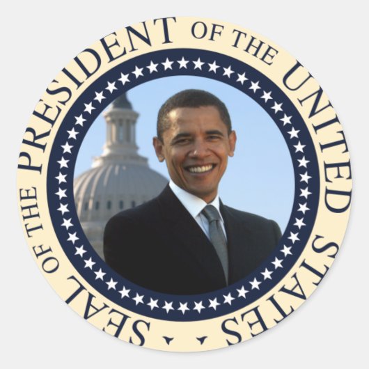 Obama Seal Blue Ronde Sticker (Voorkant)