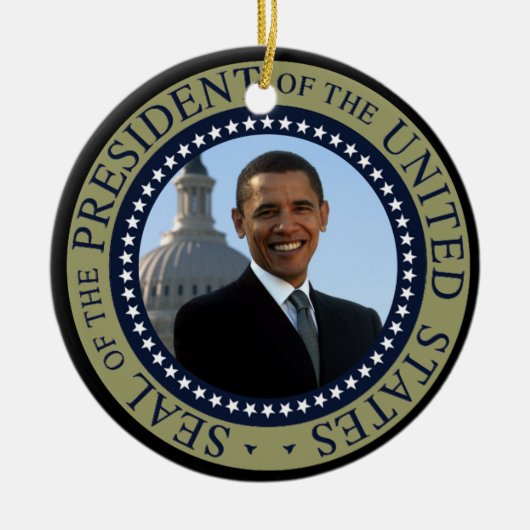 Obama Seal Gold Presidential Seal Keramisch Ornament (Voorkant)
