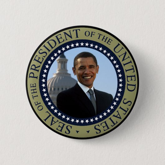 Obama Seal Gold Ronde Button 5,7 Cm (Voorkant)