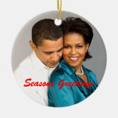 Obama Seasons Greetings Keramisch Ornament (Voorkant)
