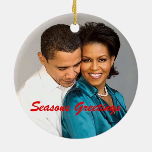 Obama Seasons Greetings Keramisch Ornament (Achterkant)