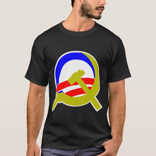 Obama Sickle en Hammer Dark T-shirt (Voorkant)