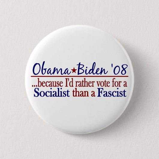 Obama Socialist Ronde Button 5,7 Cm (Voorkant)