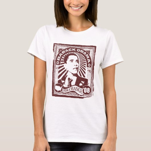 Obama Stamp (roze) T-shirt (Voorkant)