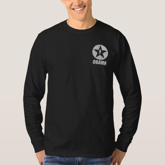 Obama Star-Mannen lange hoes (grijs) T-shirt (Voorkant)
