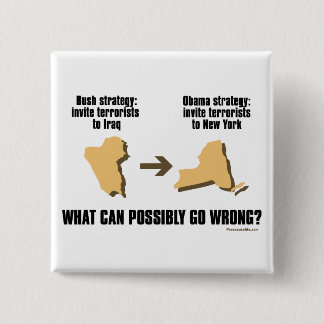 Obama-strategie - Irak -> New York Vierkante Button 5,1 Cm