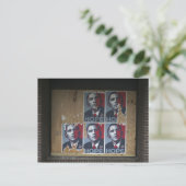 Obama tekent in een bordje met een gesloten raam briefkaart (Staand voorkant)