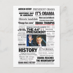 Obama: The 44th President Headline Collage Briefkaart