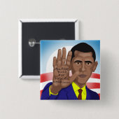 Obama Trades in Teleprompter Vierkante Button 5,1 Cm (Voorkant /achterkant)