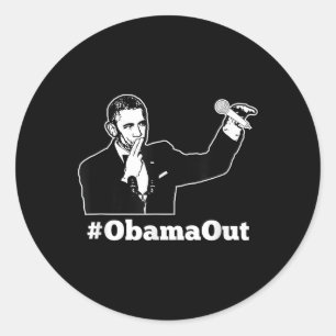 Obama uit - #obamaout Mic Drop Funny Ronde Sticker