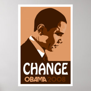 Obama - Verander donkerbruin Poster