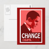 Obama - Verander donkerrood Briefkaart (Voorkant / Achterkant)