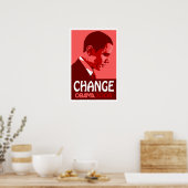 Obama - Verander donkerrood Poster (Keuken)