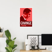 Obama - Verander donkerrood Poster (Thuiskantoor)