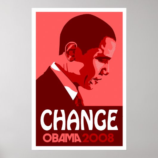 Obama - Verander donkerrood Poster (Voorkant)