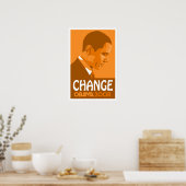 Obama - Verander Oranje Poster donker (Keuken)