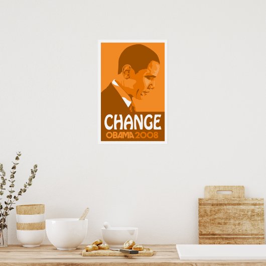 Obama - Verander Oranje Poster donker (Keuken)