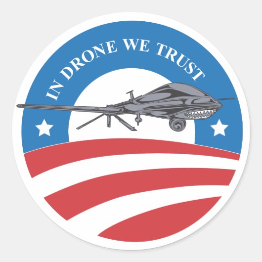 Obama Victory-In Drone We Trust-sticker Ronde Sticker (Voorkant)