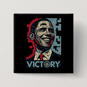 Obama Victory Vierkante Button 5,1 Cm