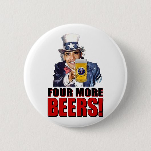 Obama - Vier Bieren Meer Ronde Button 5,7 Cm (Voorkant)