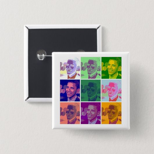obama vierkante button 5,1 cm (Voorkant /achterkant)