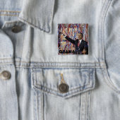 OBAMA VIERKANTE BUTTON 5,1 CM (In situ)