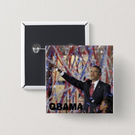 OBAMA VIERKANTE BUTTON 5,1 CM (Voorkant /achterkant)