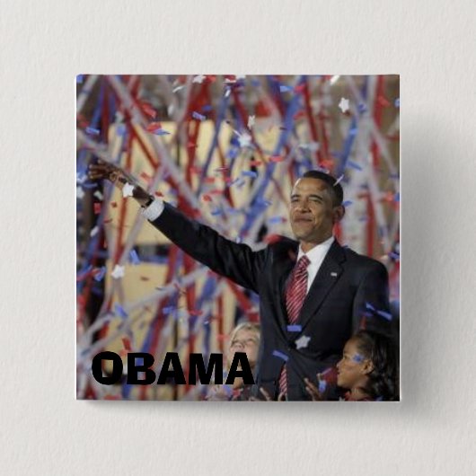 OBAMA VIERKANTE BUTTON 5,1 CM (Voorkant)
