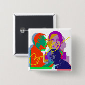 Obama Vierkante Button 5,1 Cm (Voorkant /achterkant)