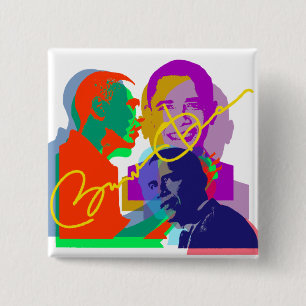 Obama Vierkante Button 5,1 Cm