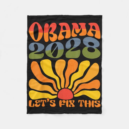 Obama voor President 2028 Obama 2028 Flower Boho R Fleece Deken (Voorkant)