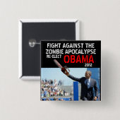 Obama vs. Zombies 2012 Vierkante Button 5,1 Cm (Voorkant /achterkant)