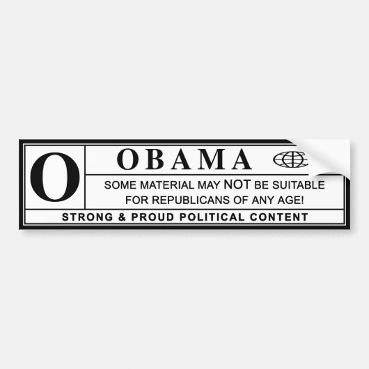 obama : waarschuwingsetiket : bumpersticker (Voorkant)