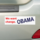 Obama - We willen verandering. Bumpersticker (Op auto)