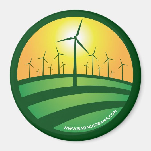 Obama wind van verandering 3x3 ronde magneet (Voorkant)