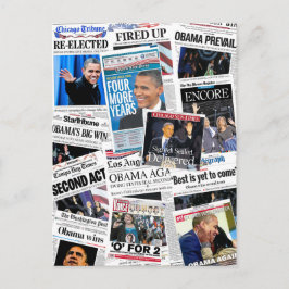 Obama wins 2012 Newspaper Collage Briefkaart