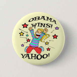 OBAMA WINS RONDE BUTTON 5,7 CM