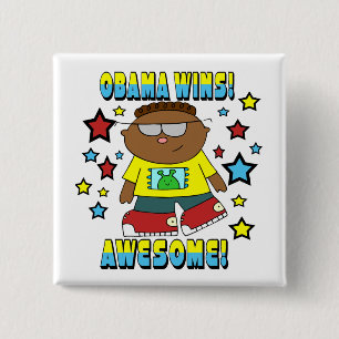 OBAMA WINS VIERKANTE BUTTON 5,1 CM