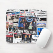 Obama wint herverkiezing voorpaginakollage muismat (Met muis)